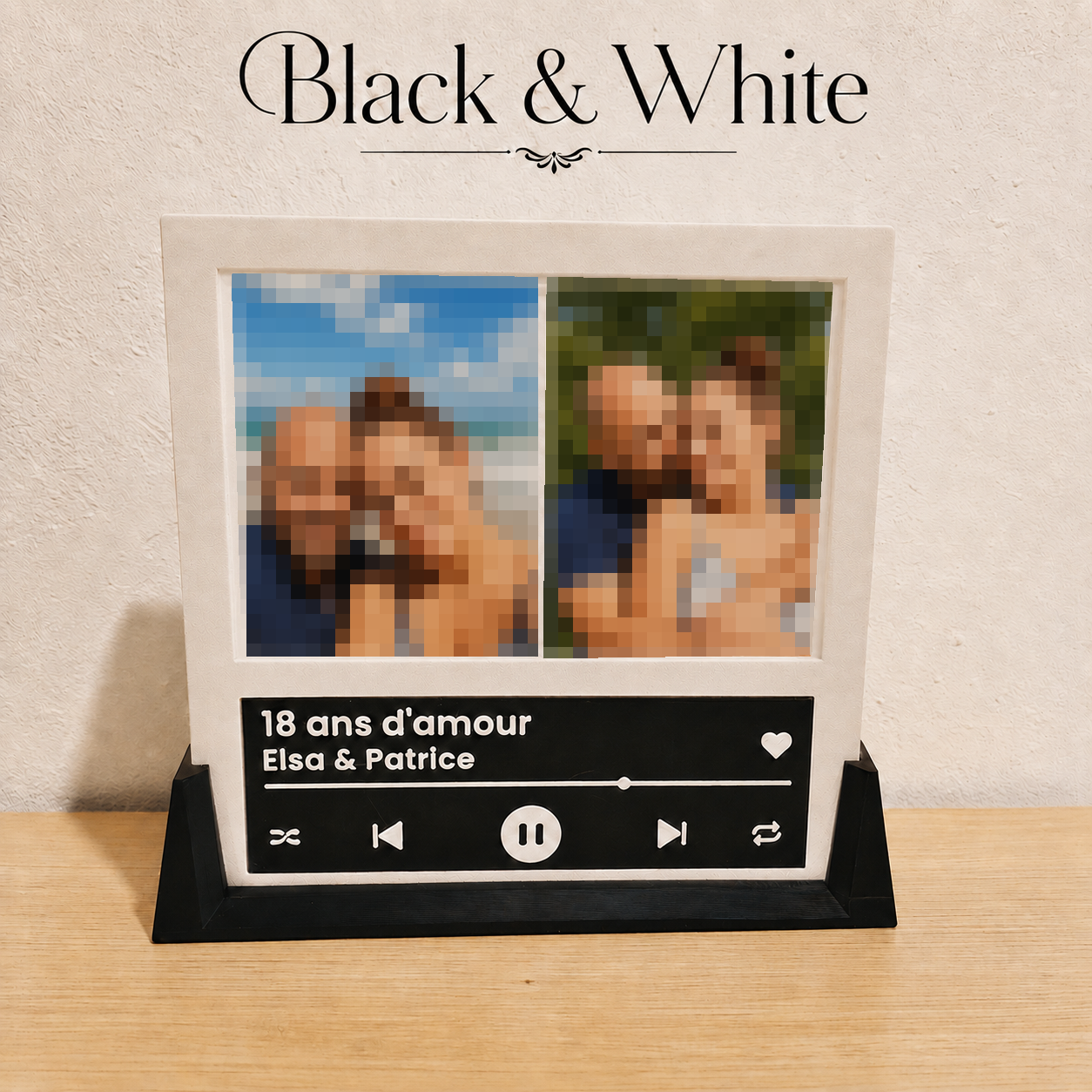Cadre photo personnalisé style multimédia – thème Black & White à La Réunion